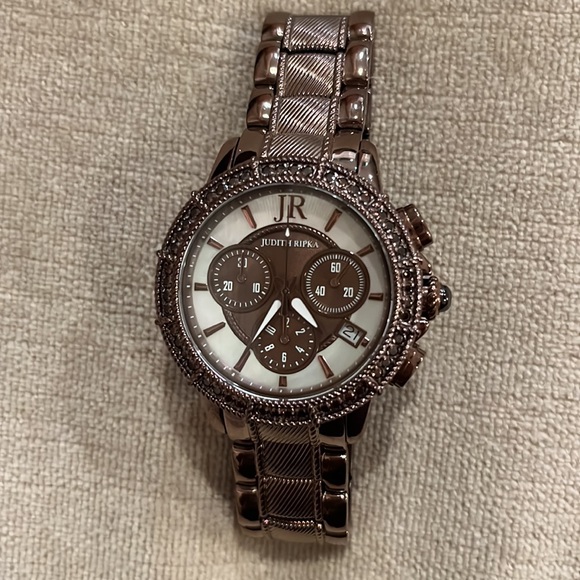 Judith Ripka Stainless Steel Chocolate Brown Chronograph Watch NWOT New Battery - Picture 3 of 10